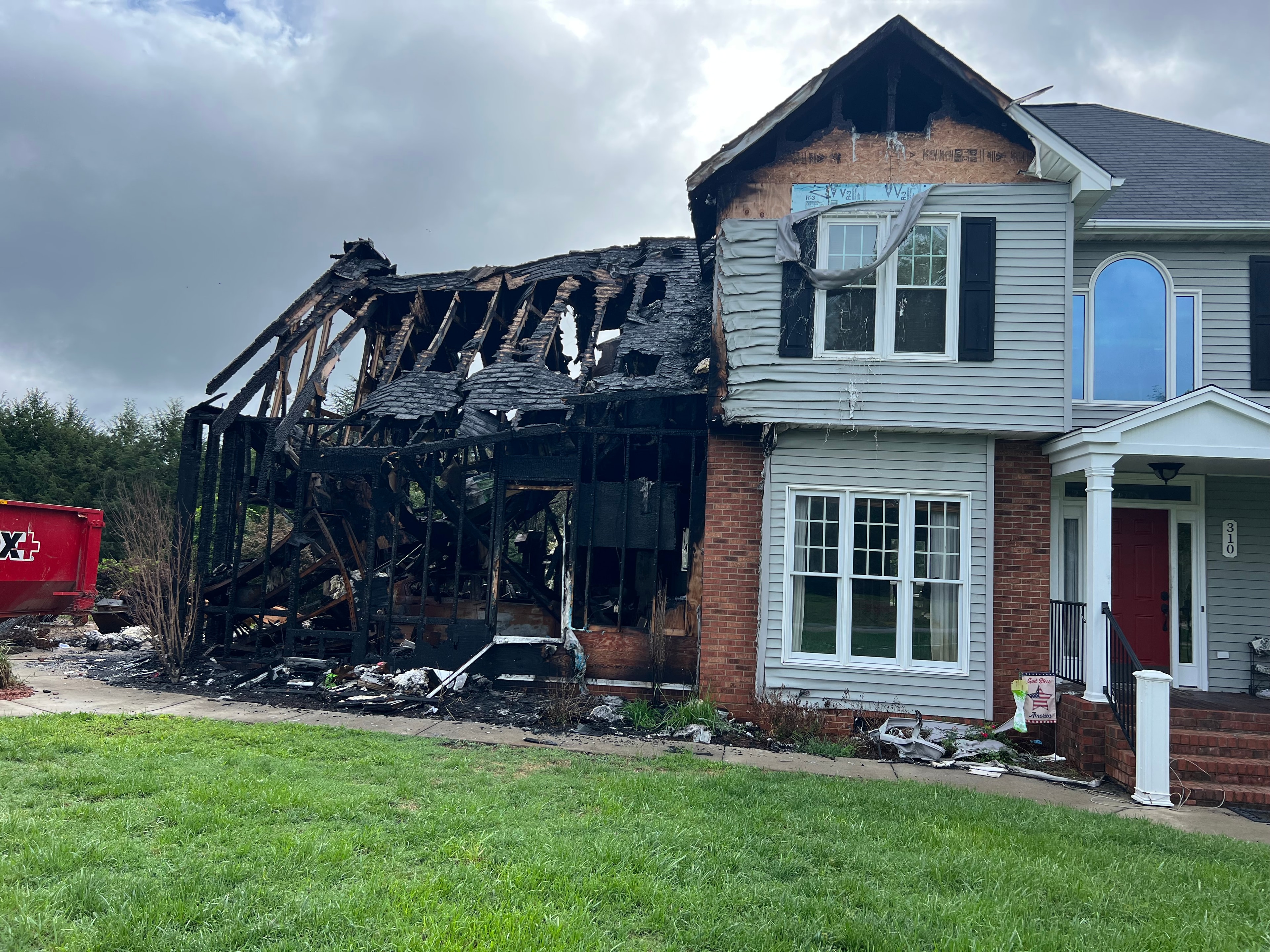Fire-damaged house before restoration work